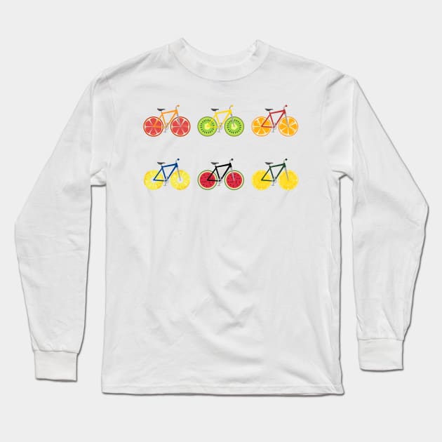 MTB Cycling Fruit Wheels For Bike Lovers And Cyclists Long Sleeve T-Shirt by 4U2NV-LDN